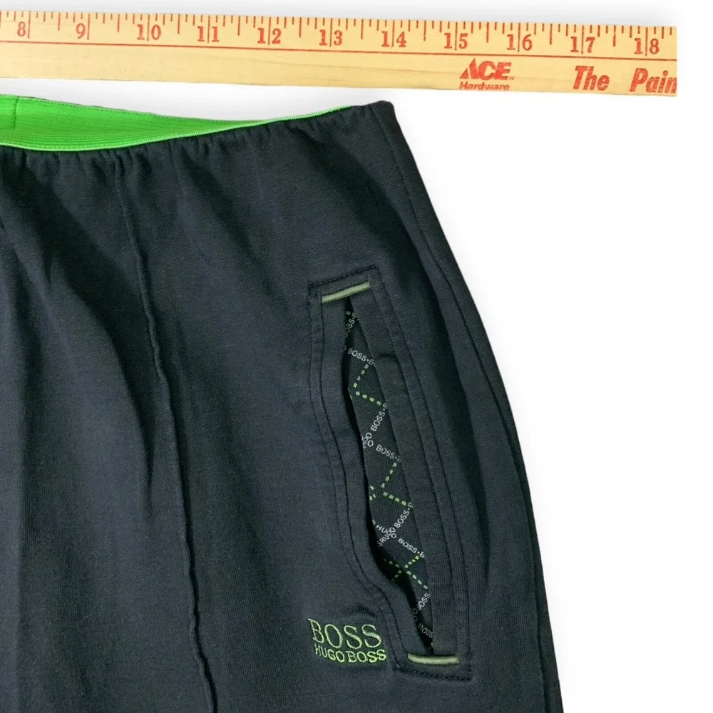 Hugo Boss Mens S Track Pants Green‎ Label Stretch Straight Black